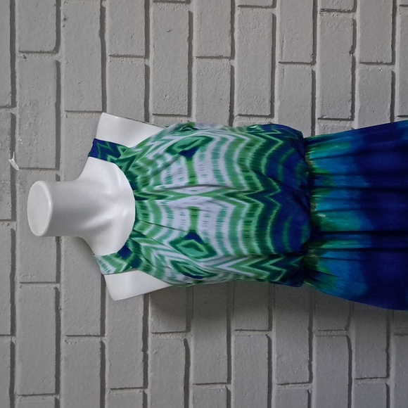 Donna Ricco Bold Colored Sleeveless Pleated Front Maxi Dress. Size 4 - Picture 2 of 11